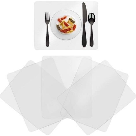 Lot de 5 sets de table transparents - Sets de table - Sets de table en plastique - Sets de table résistants à la chaleur - Protège-tables - Antidérapants - PP - Transparents (1/5)