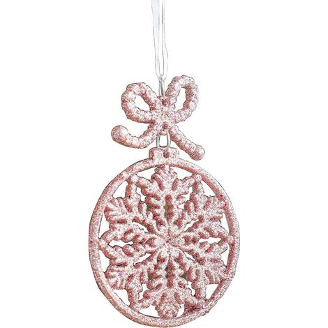 Wunderschöne, mit Glitzer bedeckte Schneeflocken, Weihnachtsdekoration, hervorragende Ergänzung zu rosa Weihnachtsdekorationen (1/5)