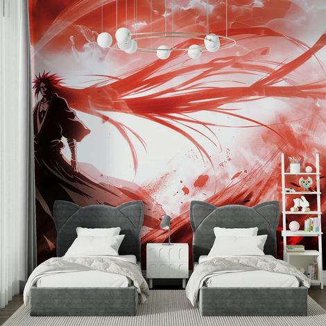 Papier peint japonais tempete rouge 1 - 150 x 250 cm (1/2)