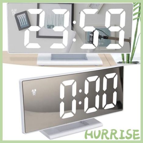 HURRISE Reveil Miroir LED USB - Horloge Automatique pour Chambre Bureau (1/4)