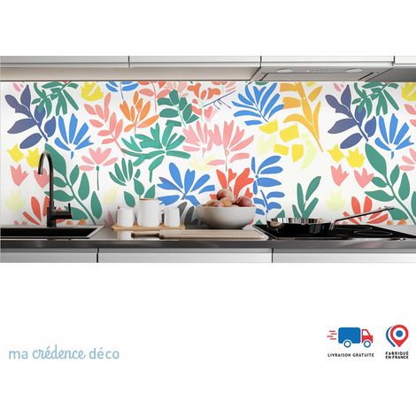 Crédence : Fleurs colorées 4 - Couleur bleu - Alu composite - 120 - 60 (1/3)