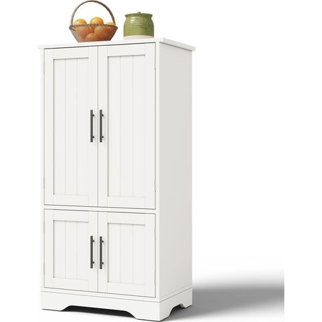 Mobile da cucina 120x60x40 cm, Luce LED Sensore, 4 Ante, Ripiani Regolabili, MDF Bianco, per Cucina e Sala da Pranzo
