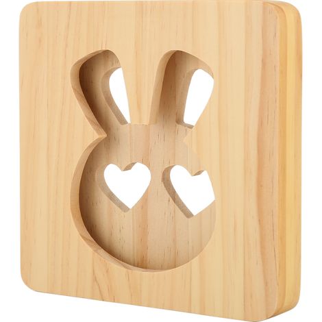 Lampe de nuit 3D en bois forme lapin, LED perles économes, sculpture ajourée décorative, veilleuse de chevet pour chambre, design lumineux original. (1/5)