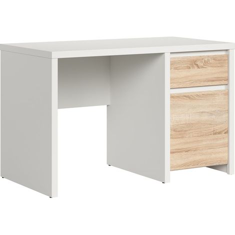 Bureau 1 porte 1 tiroir Soren Blanc et Bois (1/3)