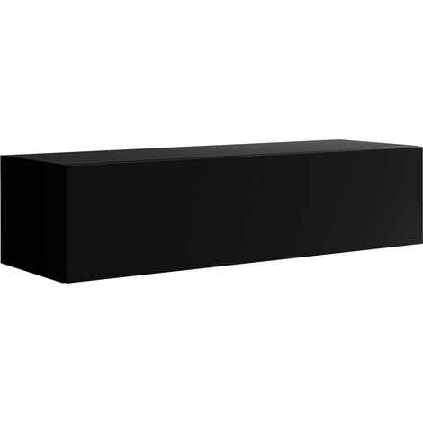 Mueble TV  Mueble de televisión  Colgante  Mueble de Salón  1 puerta 2 compartimentos  120x30x40cm  Modelo Berit 120x30  Negro brillo