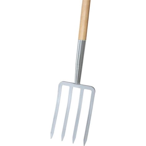 Idealspaten Spatengabel silber 4 Zinken, T-Stiel Import (1/4)