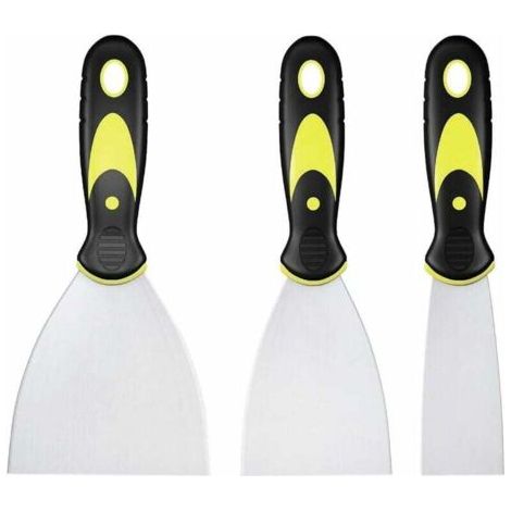 Set di 3 spatole in acciaio inox, coltello da intonacatore con manico in plastica, spatola, spatola fai da te per la rimozione della vernice e la decorazione.