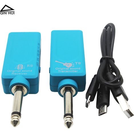 Mini émetteur-récepteur audio sans fil pour instruments de musique (basse, clavier, guitare électrique, instrument à vent électronique, saxophone) Amplificateur (1/4)