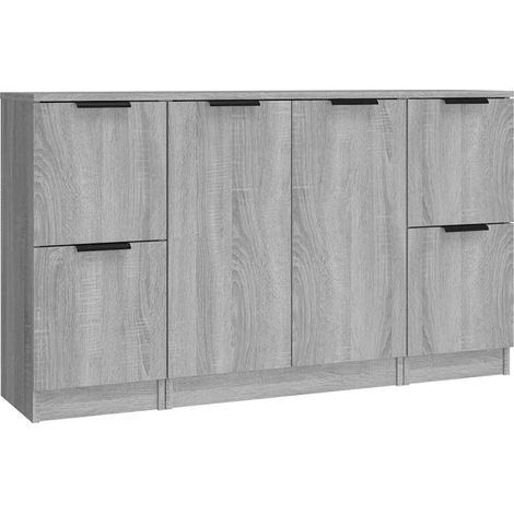 Maison Exclusive - Aparadores 3 piezas madera contrachapada gris (1/5)