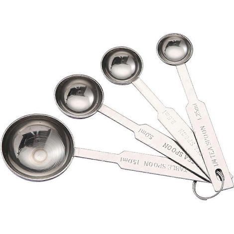 4-teiliges Koch-Messlöffel-Set, Messlöffel-Werkzeug, Backlöffel, Teelöffel-14X4.5X2CM-Silver (1/3)