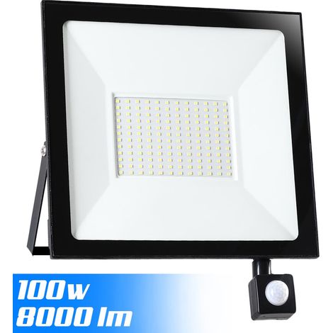 Faro LED 100W Luce Alta Luminosita 8000lm Faretto esterno con Sensore Movimento