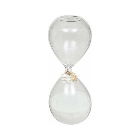 Flo-Glas-Sanduhr 20 cm mit weißem Sand (1/4)