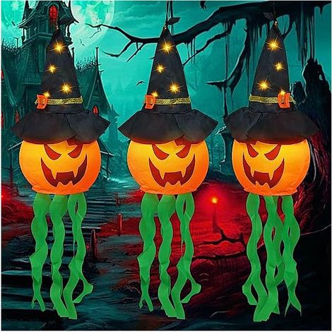 Décorations fantômes Halloween avec chapeaux et guirlande LED pour mur, fenêtre et intérieur (1/5)