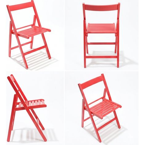 SEDIA PIEGHEVOLE in legno LIBERTY ROSSO 4 pezzi (1/2)