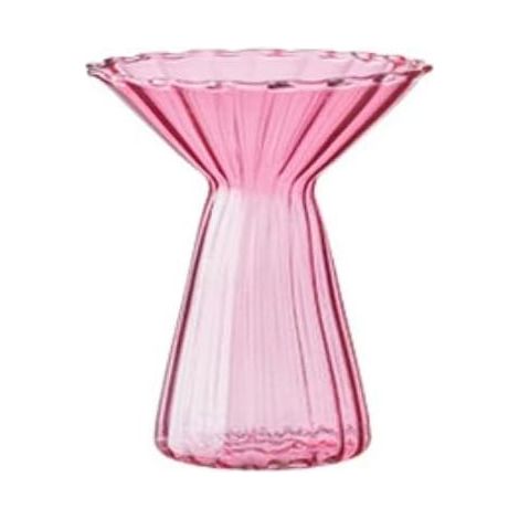 Vase hydroponique moderne à rayures verticales, vase décoratif minimaliste transparent, vases en verre coloré moderne (rose rouge) (1/5)