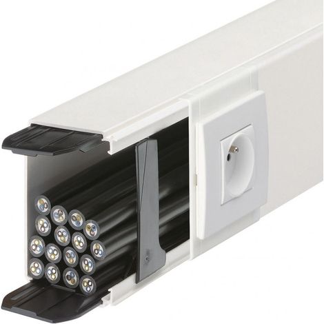 Hager – Goulotte PVC 40x90mm – Longueur 2m – Pour installation électrique – 2 éclisses et 4 agrafes incluses – RAL 9010 blanc paloma (1/2)