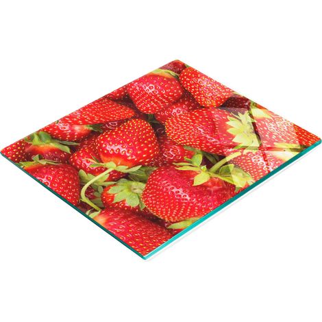 Dekoratives Küchenschneidebrett aus Glas mit Erdbeermotiven, 60 x 52 cm (1/5)