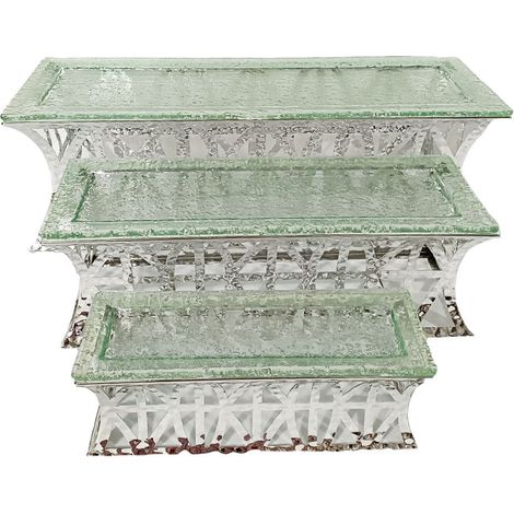 Lot de 3 Supports à Dessert Argentés Présentoirs de Buffet pour Réceptions - PANGIVO (1/3)