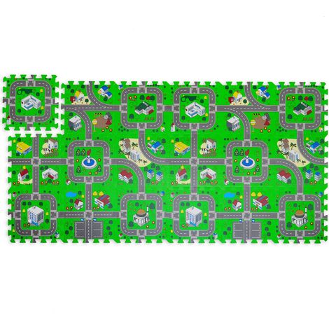 Relaxdays Puzzlematte Straße, 18-teilige Spielmatte, schadstofffrei, EVA Schaumstoff, Kinderzimmer, 178,5 x 90 cm, bunt