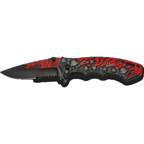 Couteau pliant Martinez Albainox Skull-Flames 8.2 en aluminium