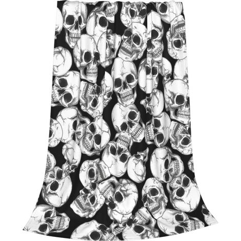Couvre-lit avec Motif Crânes pour Halloween, Couverture Douce et Légère Anti-boulette, Couverture en Flanelle Confortable pour Toutes les Saisons, Décoration pour Chaise, Canapé, Fauteuil (1/5)