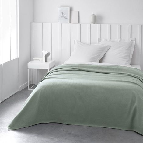 Filiyano-Couvre-lit double « Essential » en coton - Vert céladon - 220 x 240 cm Vert (1/2)