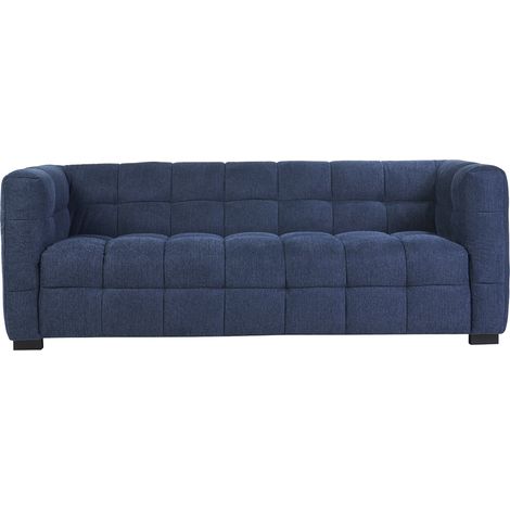 Design-Sofa 3-Sitzer aus dunkelblauem strukturiertem Samteffektstoff CORTO (1/5)