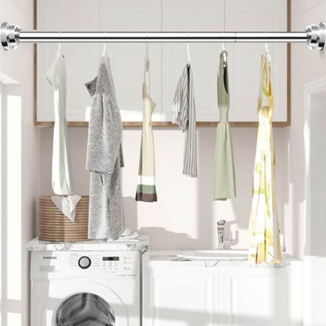 Stainless Steel Extendable Shower Curtain Rod 2PCS 105-160cm Tension Pole, Net Voile Curtains Rail,Adjustable Telescopic Rods Extendable for Kitchen Cupboard Bathroom Window (1/5)