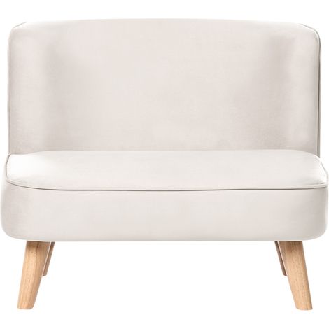 Sofá infantil tapizado de terciopelo sin reposabrazos para niños pequeños beige Risby