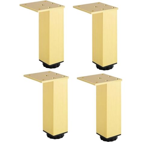 Pieds de meubles réglables en aluminium, lot de 4, pour meubles, canapés et tables, doré, 12 cm (plage de réglage 120-138 mm) (1/5)
