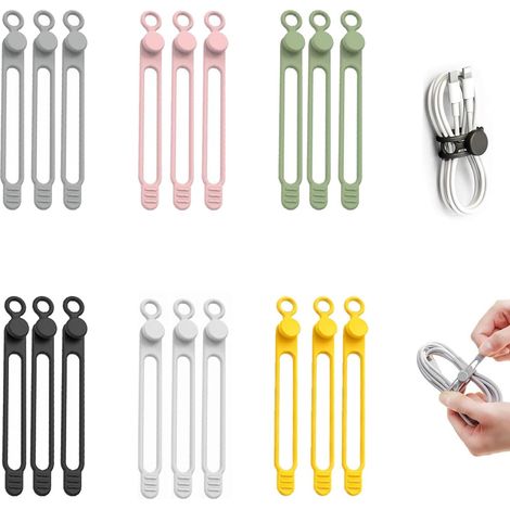 Nouvel organisateur câbles données, attaches câbles en silicone, organisateur câbles réutilisable, organisateurs câbles pour cordons, accessoires pour (1/5)