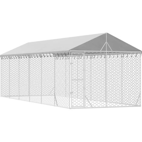 Jaula para perrera exterior para perros con techo plateado 3 x 9 x 2,5 m Plata 020041903