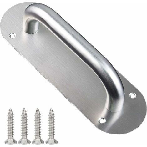 2 Pcs Poignée de Porte Coulissante, Poignées de Porte à Pousser en Acier Inoxydable, Traction de Poignée d'Armoire avec Plaque Arrière pour les Portes de Grange Placard Jardin, 200x 65mm, O (1/5)