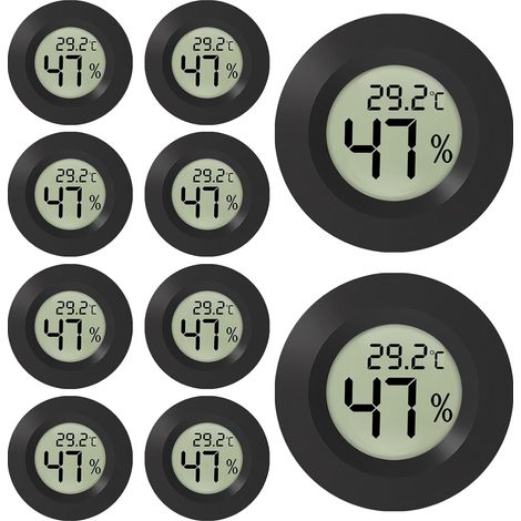 Lot de 10 thermomètres hygromètres numériques d'intérieur avec écran LCD, pour la maison, le bureau, la chambre à coucher, rond (1/5)