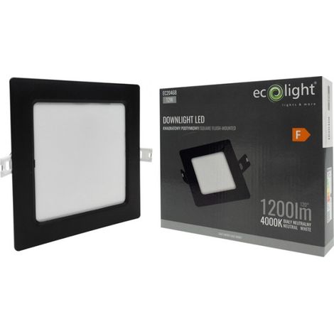 Downlight encastré carré noir 17cm LED 12W Ecolight (1/4)
