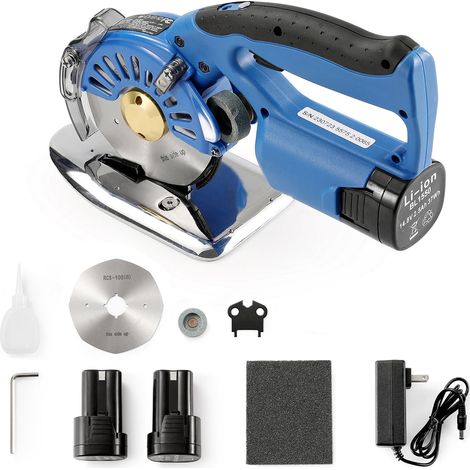 Kabelloser Rollschneider für Stoffe, 5 Geschwindigkeiten, 2,8 cm Dicke, achteckige Klinge, mit Ersatzklinge und Ladegerät, für mehrlagige Stoffe und Leder. (1/5)
