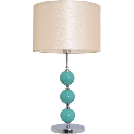 Sobremesa cromo tres bolas verde agua pantalla beige jaspeada 1xE27 (1/2)