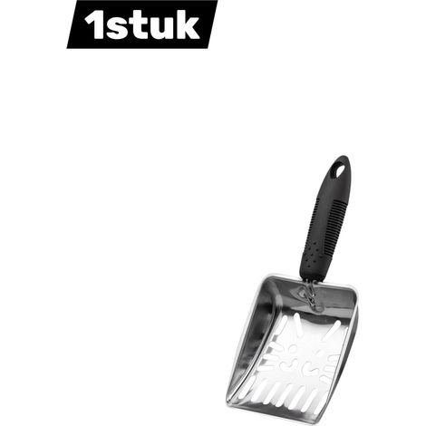 Pelle à litière pour chat en acier inoxydable avec manche antidérapant, motif hibou, noir (1/5)