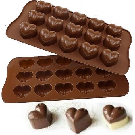 Moldes de chocolate con forma de corazón, 3 piezas, moldes para galletas y pasteles (1/4)