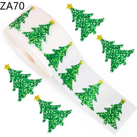 500 adesivi per rotolo - Adesivi natalizi - Adesivi festivi a forma di caramelle - Albero di Natale decorativo - 3 cm (1/5)
