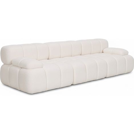 Canapé modulaire tapissé en tissu bouclé - 3/4 places - Bianca Blanc