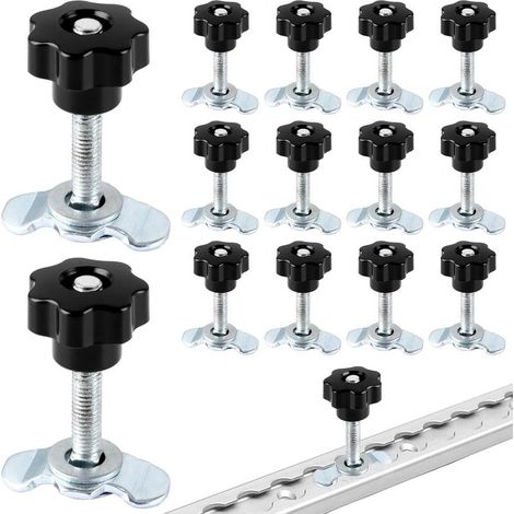 Lot de 14 raccords à vis pour rail d'arrimage Airline M8x20 Poignée terminale avec vis à tête en étoile pour sangles d'arrimage 500 daN (1/5)