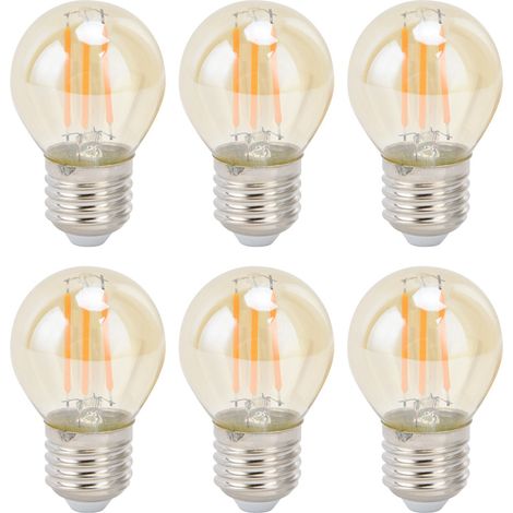 Lot de 6 ampoules LED vintage G45 E27 4W dorées en verre dimmables filament chaud 360LM