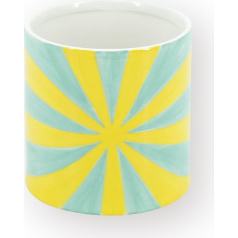 Pot de Fleurs Design Swirl Cache-pot Décoratif Jaune et Vert pour Intérieur 15,5 x 15,5 x 16 cm - PANGIVO (1/4)
