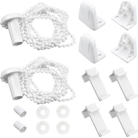 2 jeux de pièces détachées pour stores enrouleurs sans perçage – Kit de remplacement pour stores enrouleurs doubles et occultants avec chaînettes à billes et accessoires de montage (1/5)