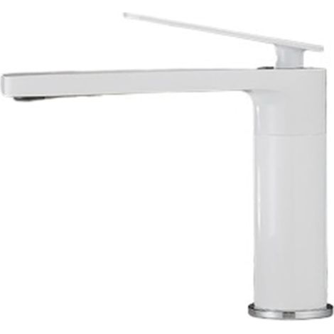 Robinet de lavabo, laiton/bronze, blanc, monocommande, surélevé (1/5)