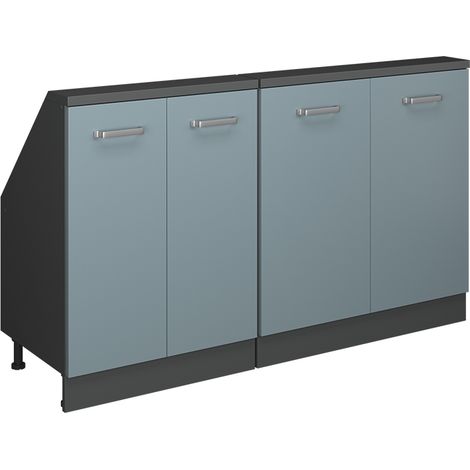 Dachschrägenschrank-Set Rion, Blau-Grau/Anthrazit, 2er Set, Vicco