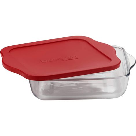Pasabahce 59024 Borcam mit Deckel - Auflaufform, Backform, Servierform eckig aus Glas, 32 x 28 cm 3,2L (1/4)
