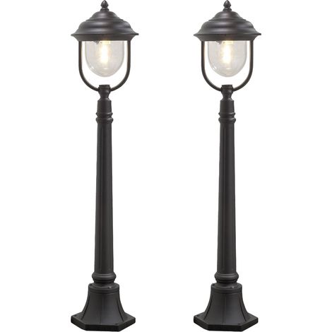 2er-Set schwarze Wegeleuchten PARMA aus Aluminium, E27, IP43, H.: 118 cm (1/5)