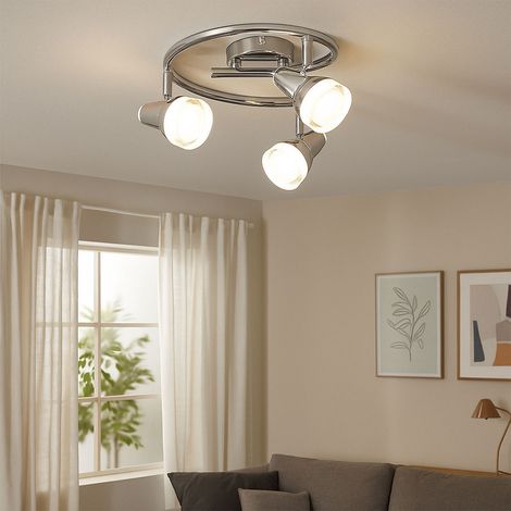 Deckenleuchte schwenkbar Spotrondell chrom Glas Kristalle Deckenlampe, Kunststoff Metall, 3x LED 4W 240Lm warmweiß, DxH 25x17 cm